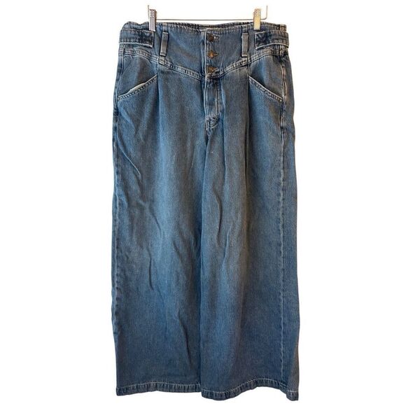 Care FP Super Sweeper Button Fly Wide-Leg Flood Jeans sz M - Picture 3 of 11